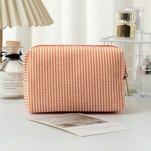 Striped Seersucker Large Toiletry Makeup Bag